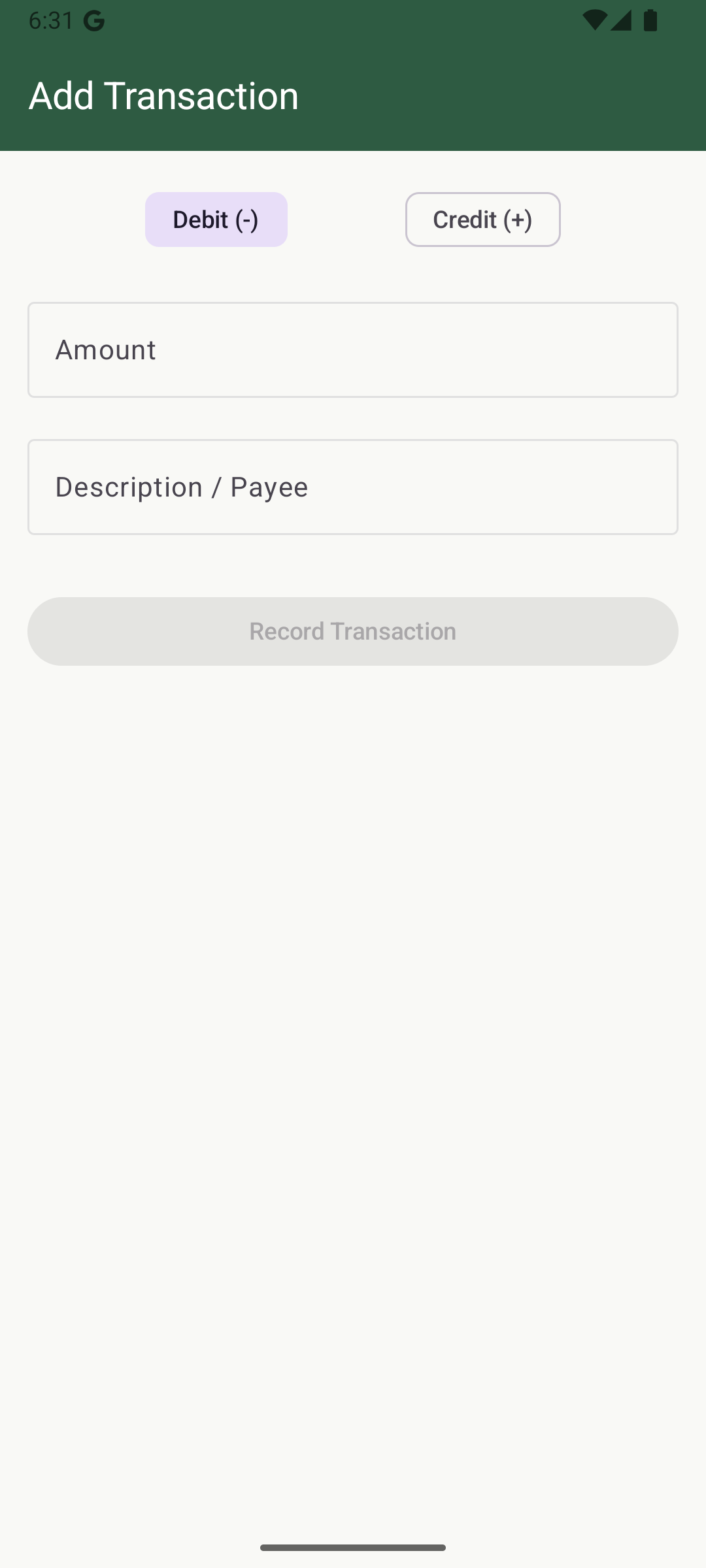 Ledgir Add Transaction